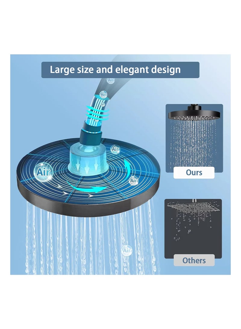 هالونهي رأس دش مع خرطوم يدوي، رأس دش مطري عالي الضغط 6 بوصة مع خرطوم يدوي للاستحمام، رأس دش قابل للتعديل والدوران مع فوهات مانعة للتسرب (أسود) - Image 4